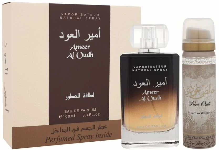 Unisex rinkinys Lattafa Ameer Al Oudh (kvepalai Lattafa Ameer Al Oudh EDP, 100 ml + dezodorantas 50 ml)