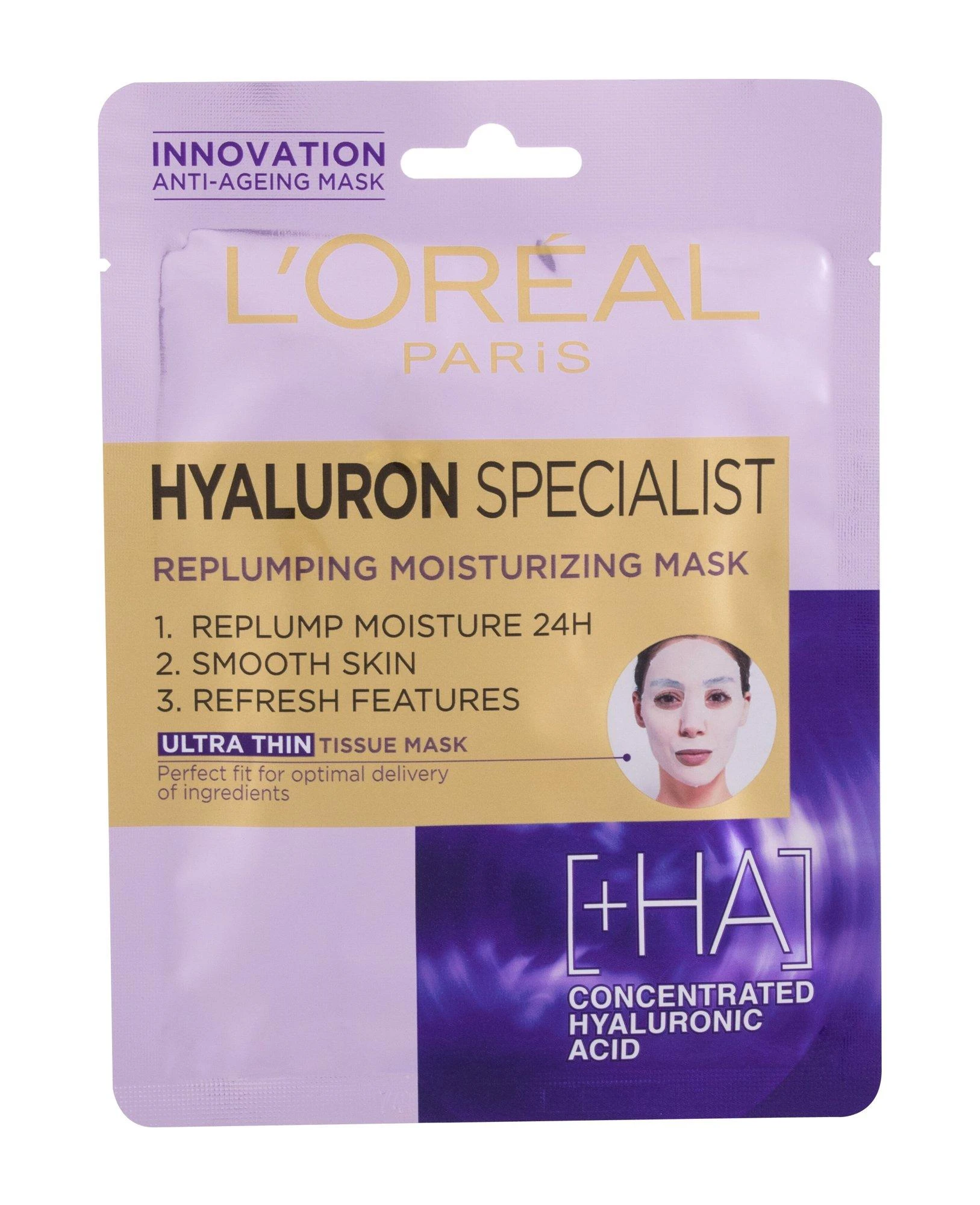 L'Oréal Paris Hyaluron Specialist Replumping Moisturizing Face Mask moterims, 1 pc