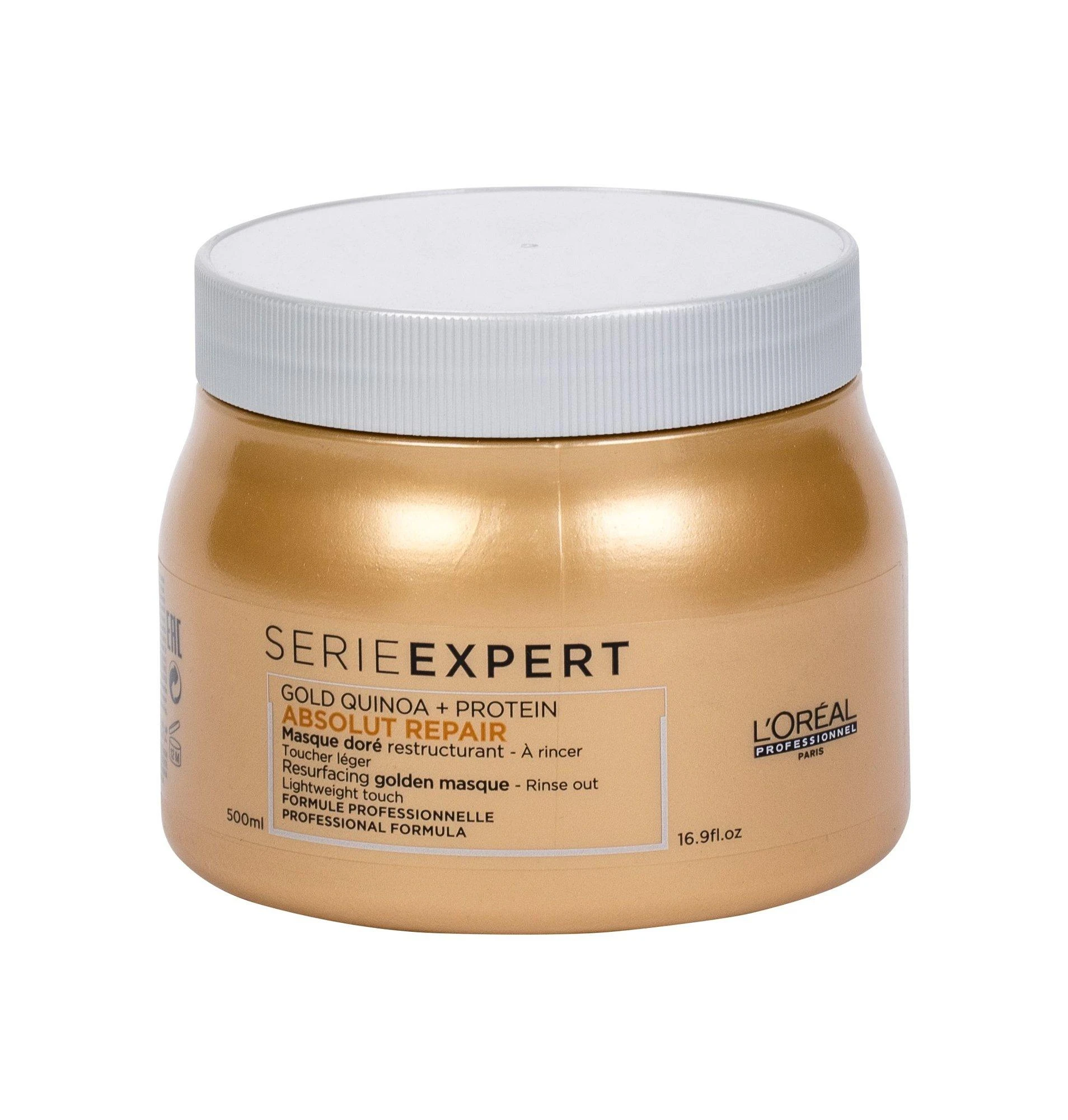 L'Oreal Professionnel Serie Expert Absolut Repair Golden Protein + Gold Quinoa plaukų kaukė, akimirksniu atnaujinanti paviršių, 500 ml