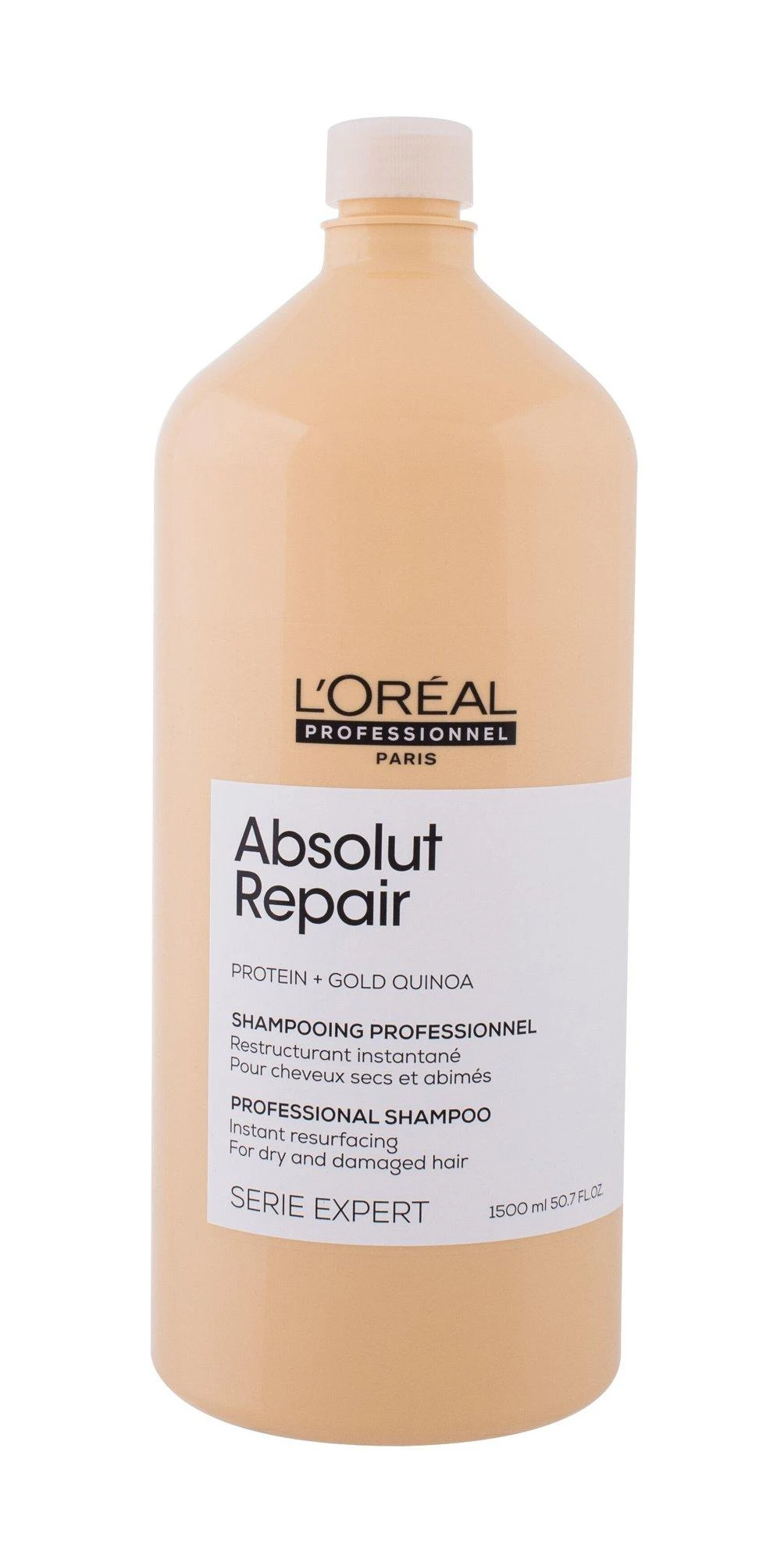 L'Oreal Professionnel Serie Expert Absolut Repair Protein + Gold Quinoa plaukų šampūnas akimirksniu atnaujina paviršių, 1500 ml