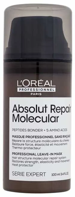 Nenuplaunama kaukė labai pažeistiems plaukams L'oreal Professionnel Absolut Repair Molecular Leave-in Mask 100ml