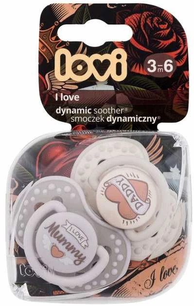 LOVI 22/867 Dinaminis silikoninis čiulptukas 3-6 m 2vnt I Love