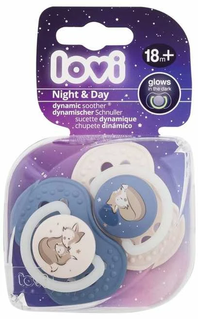 LOVI Dinaminis silikoninis čiulptukas Night&Day berniukams 18+ mėn., 2 vnt., 22/916boy