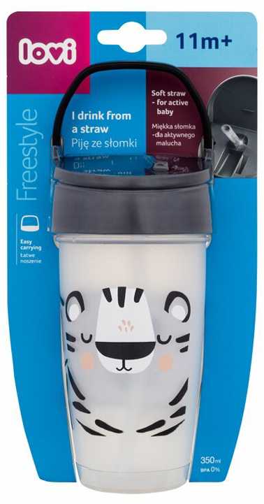 LOVI puodelis su šiaudeliu ACTIVE Salt&Pepper, 350 ml, 35/357