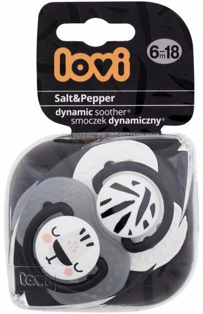 LOVI silikoniniai dinaminiai čiulptukai SALT&PEPPER, 6-18 mėn., 2 vnt., 22/879