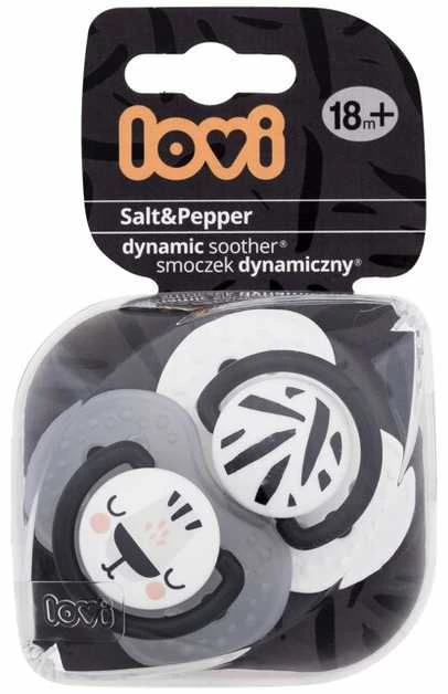 LOVI silikoniniai dinaminiai čiulptukai SALT&PEPPER, 18 mėn+, 2 vnt., 22/880