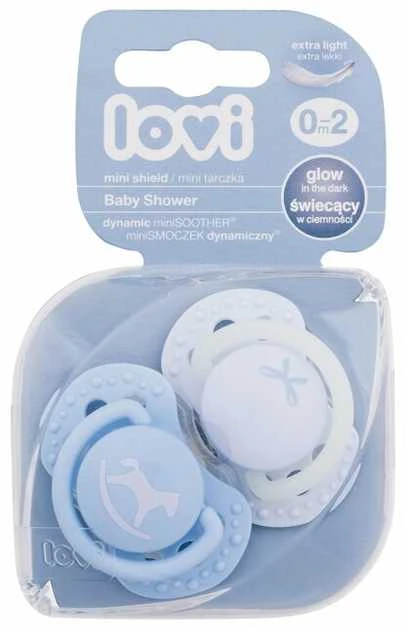 LOVI silikoninis čiulptukas, Baby Shower Boy, 0-2mėn., 2 vnt., 22/900boy