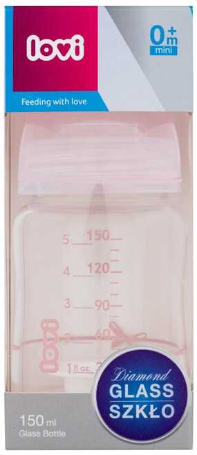 LOVI stiklinis buteliukas DIAMOND GLASS Baby Shower girl, 150 ml, 74/104girl
