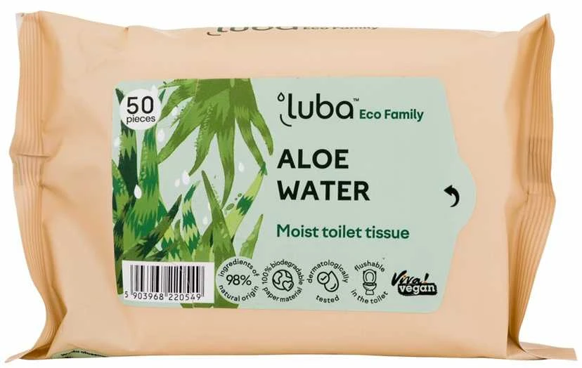 Luba Eco Family šlapias tualetinis popierius su Aloe Vanduo 50 vnt.