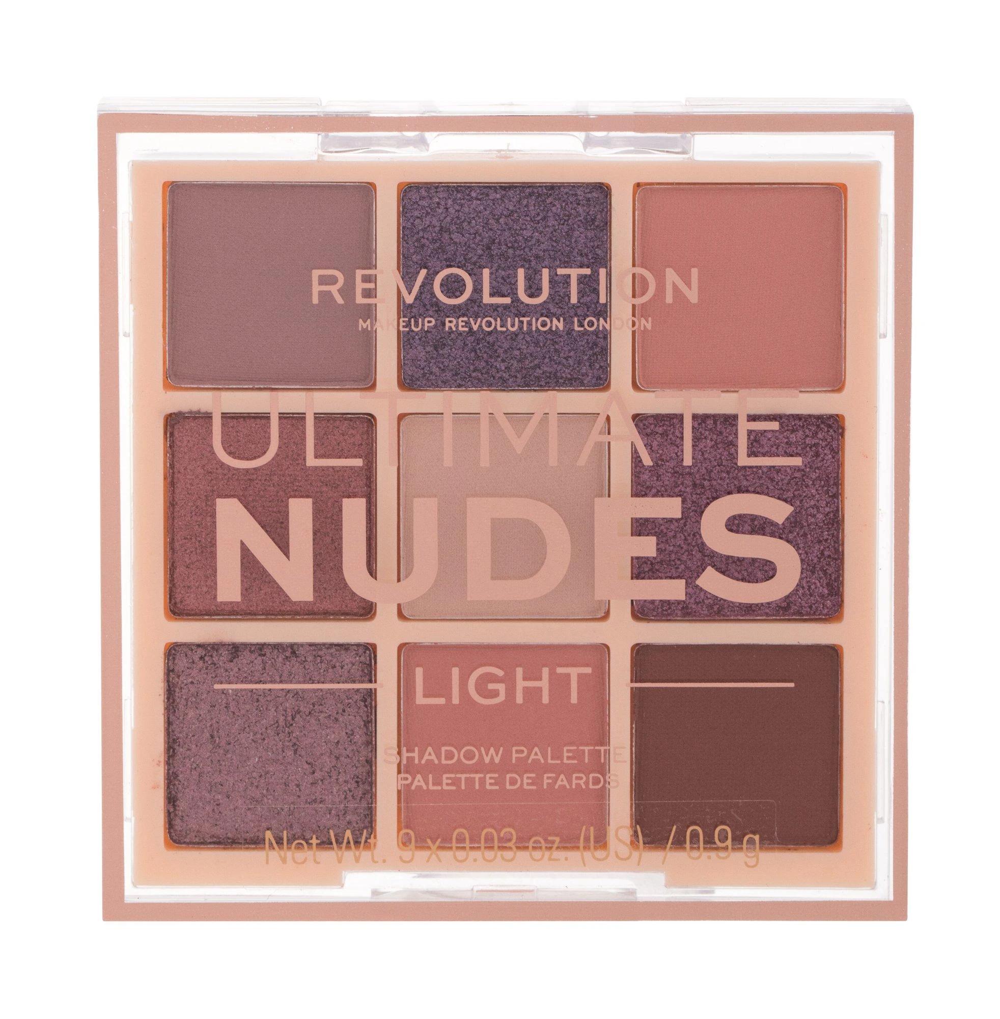 „Makeup Revolution Ultimate Nudes“ akių šešėlių paletė „Light“, 9 atspalviai, 8,1 g