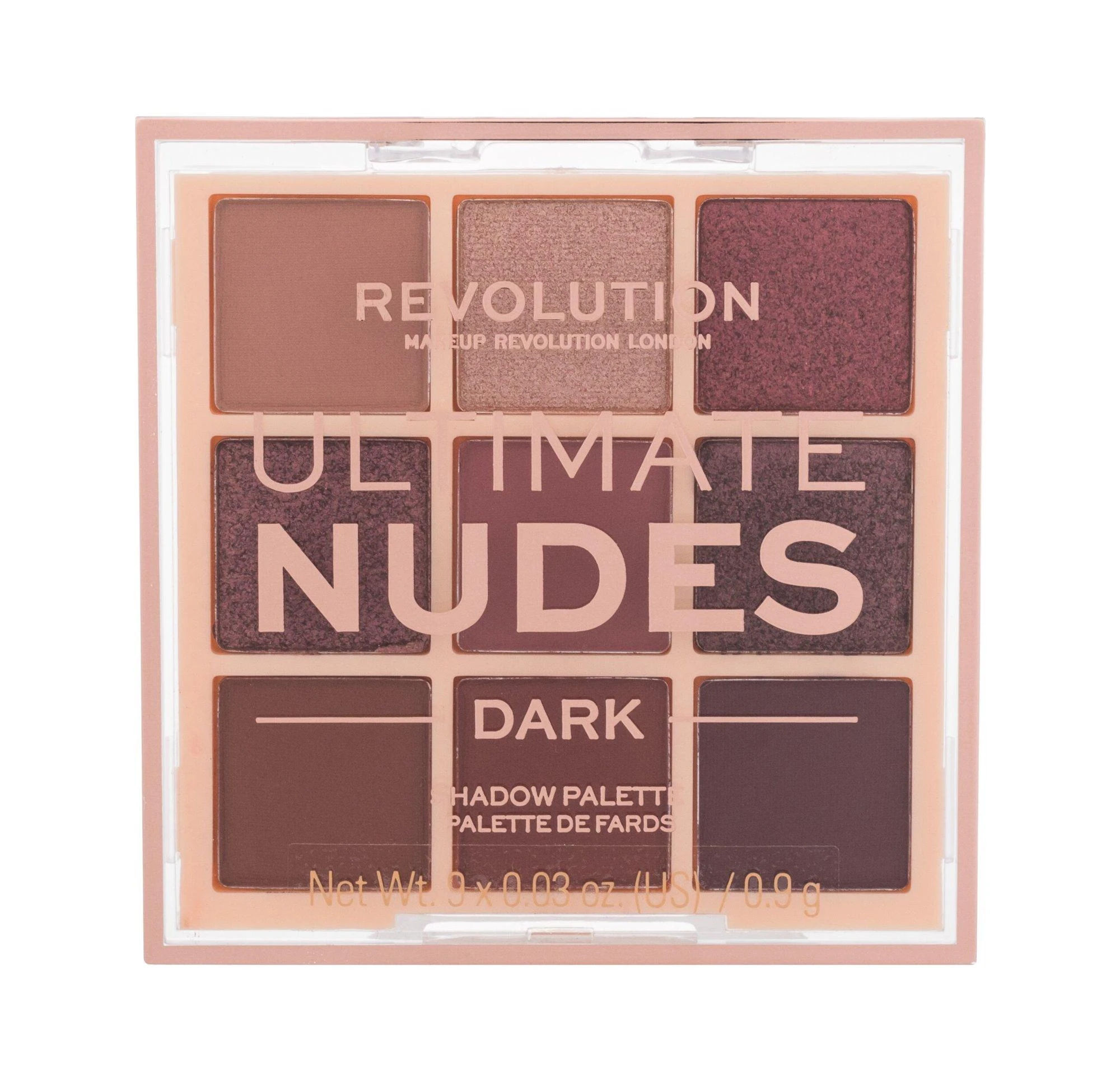 „Makeup Revolution Ultimate Nudes“ akių šešėlių paletė, tamsi, 9 atspalviai, 8,1 g
