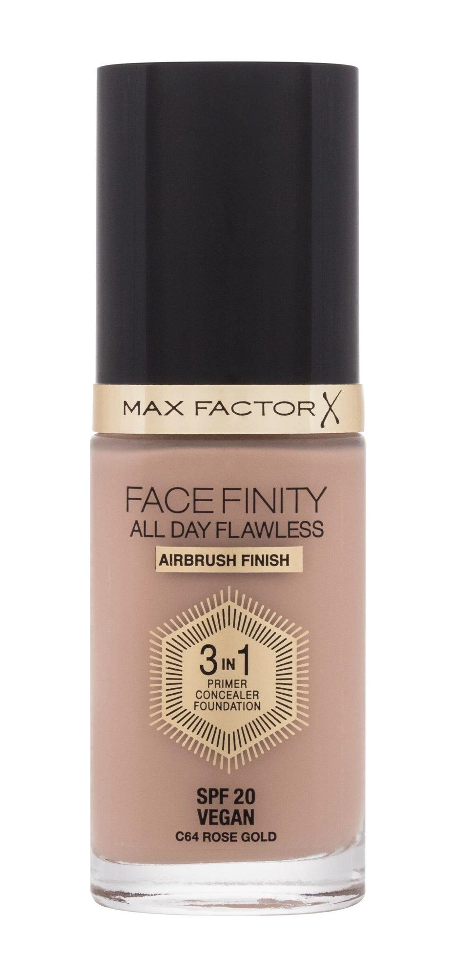 "Max Factor Facefinity 3in1 Primer, maskuoklis ir makiažo pagrindas 64-Rose Gold" 30ml