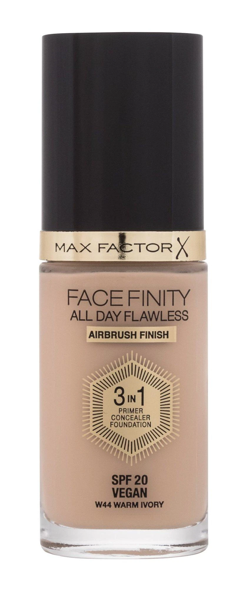"Max Factor Facefinity 3in1" maskuoklis ir makiažo pagrindas 44-Warm Ivory 30ml