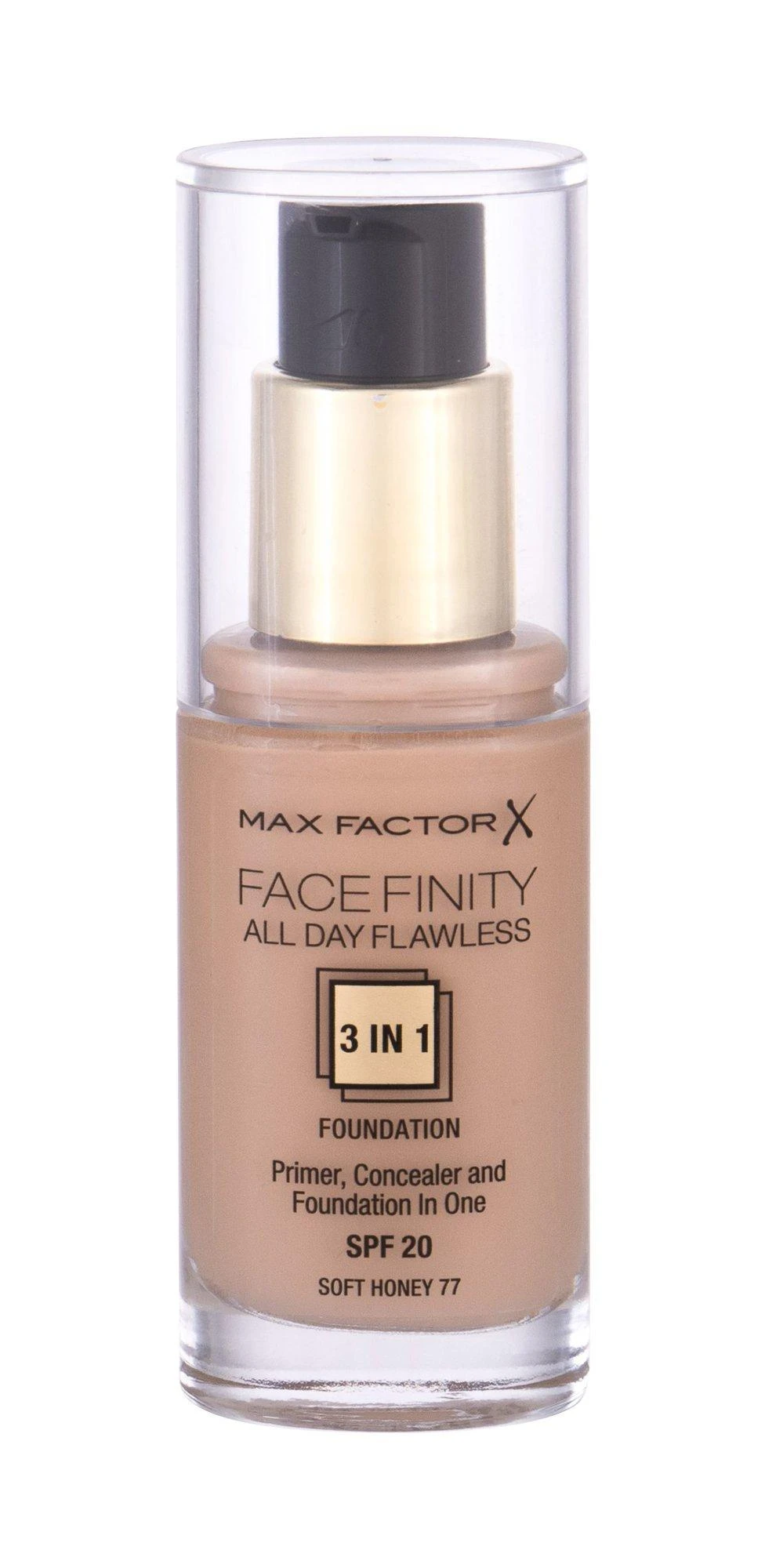 "Max Factor Facefinity 3in1" Maskuoklis ir makiažo pagrindas 77-Soft Honey" 30ml