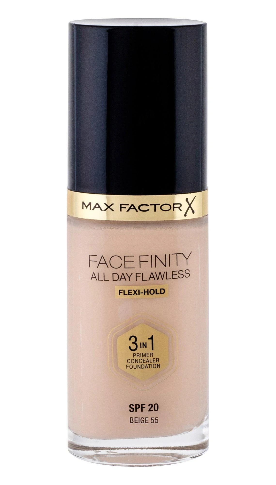 "Max Factor Facefinity 3in1" Maskuoklis ir makiažo pagrindas 55-rusvai gelsvas" 30ml