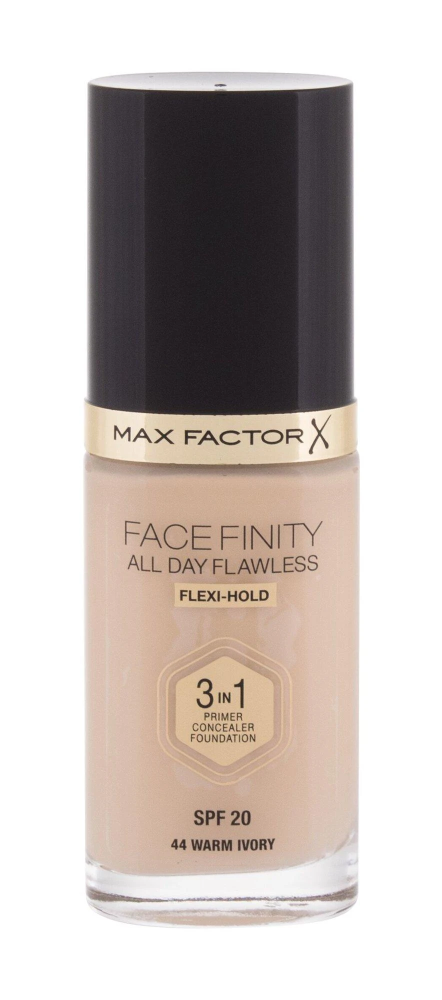"Max Factor Facefinity 3in1" maskuoklis ir makiažo pagrindas 44-Warm Ivory 30ml