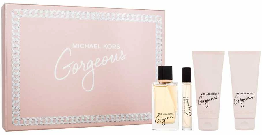 Michael Kors Gorgeous! rinkinys moterims (EDP, 100 ml + EDP, 10 ml + kūno losjonas, 100 ml + dušo želė, 100 ml)
