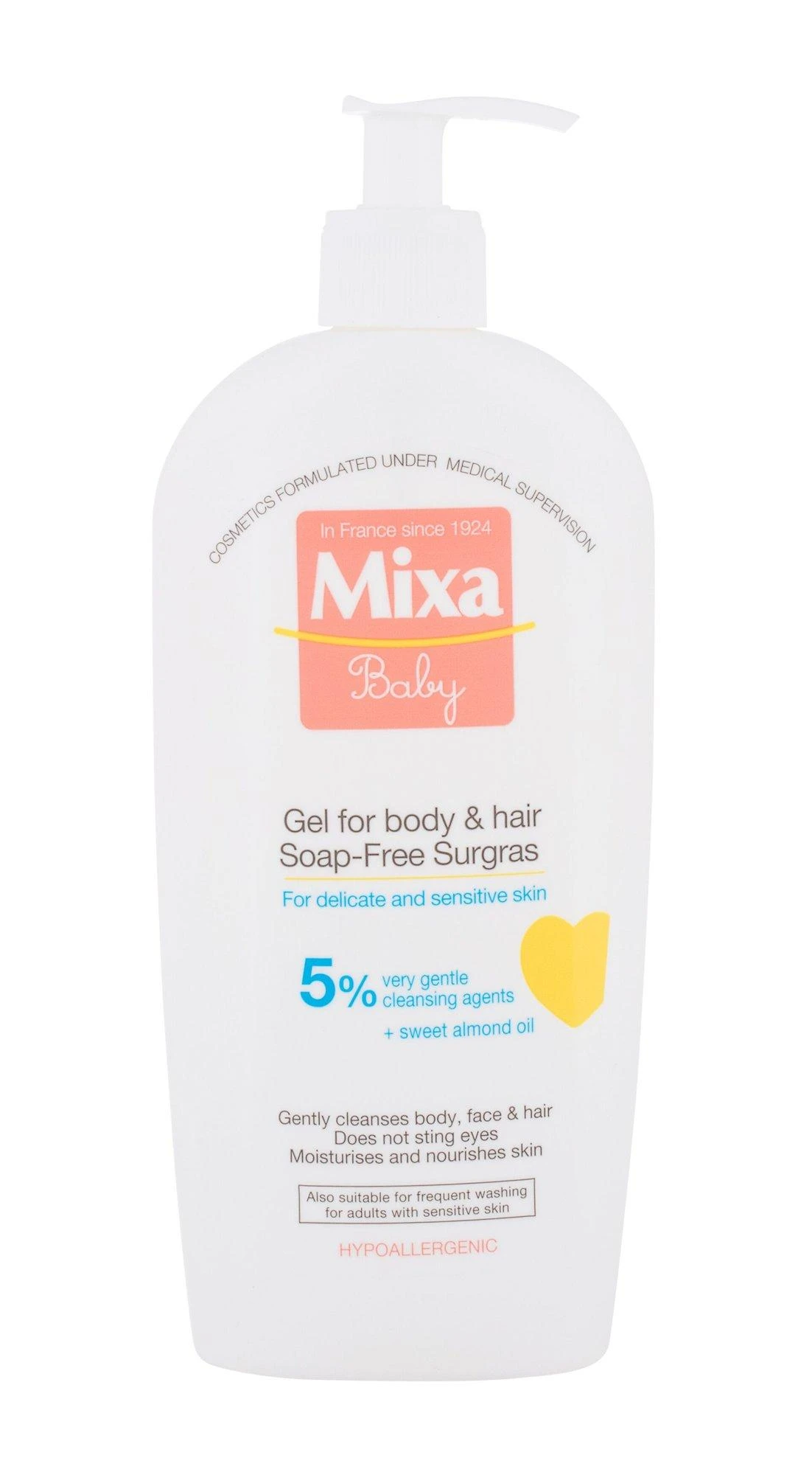 Mixa maitinamasis kūdikių plaukų ir kūno plovimo gelis 400 ml 5%,