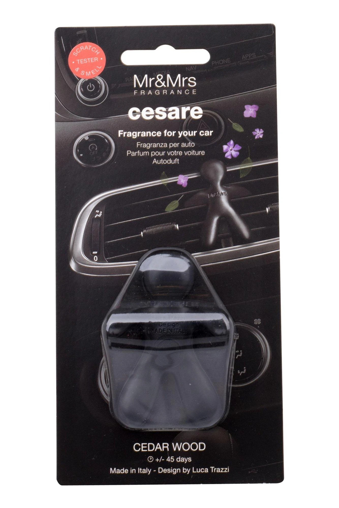 Mr&Mrs Fragrance Cesare Cedar Wood automobilių kvapas pakuotėje