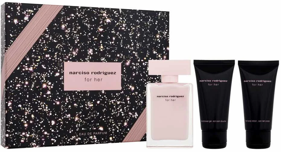 Narciso Rodriguez For Her rinkinys moterims (EDP, 50 ml + kūno losjonas, 50 ml+ dušo želė, 50 ml)