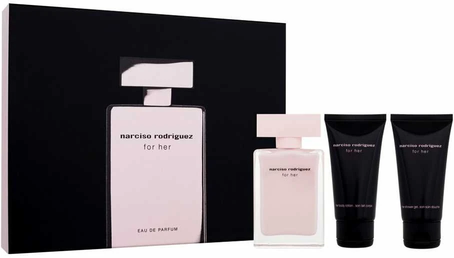 Narciso Rodriguez For Her rinkinys moterims (EDP, 50 ml + kūno losjonas, 50 ml+ dušo želė, 50 ml)