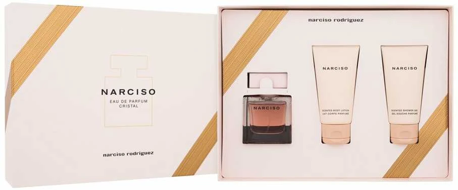Set Narciso Rodriguez: Cristal Eau De Parfum For Women, 50 ml + Cristal Hydrating Dušo želė All Skin Types, 50 ml + Cristal Hydrating Losjonas kūnui, 50 ml