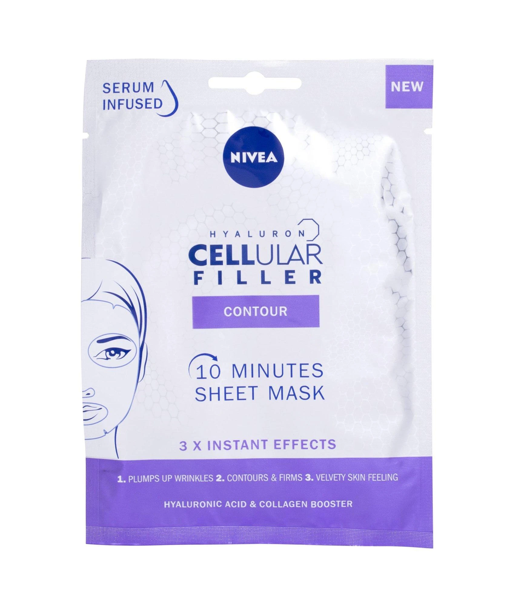 Nivea Hyaluron Cellular Filler 10 Minutes Sheet Mask Face Mask moterims, 1 vnt.
