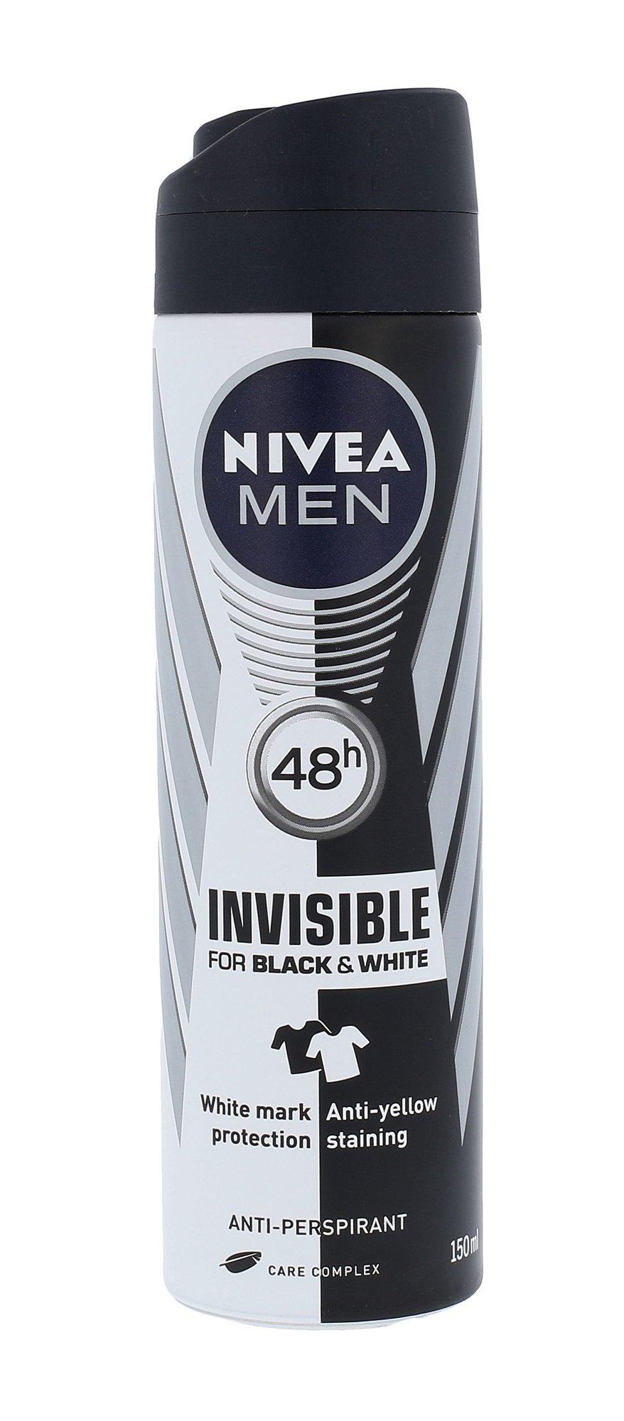 Nivea Men Invisible For Juodas & Baltas Original Antiperspirant vyrams, 150 ml