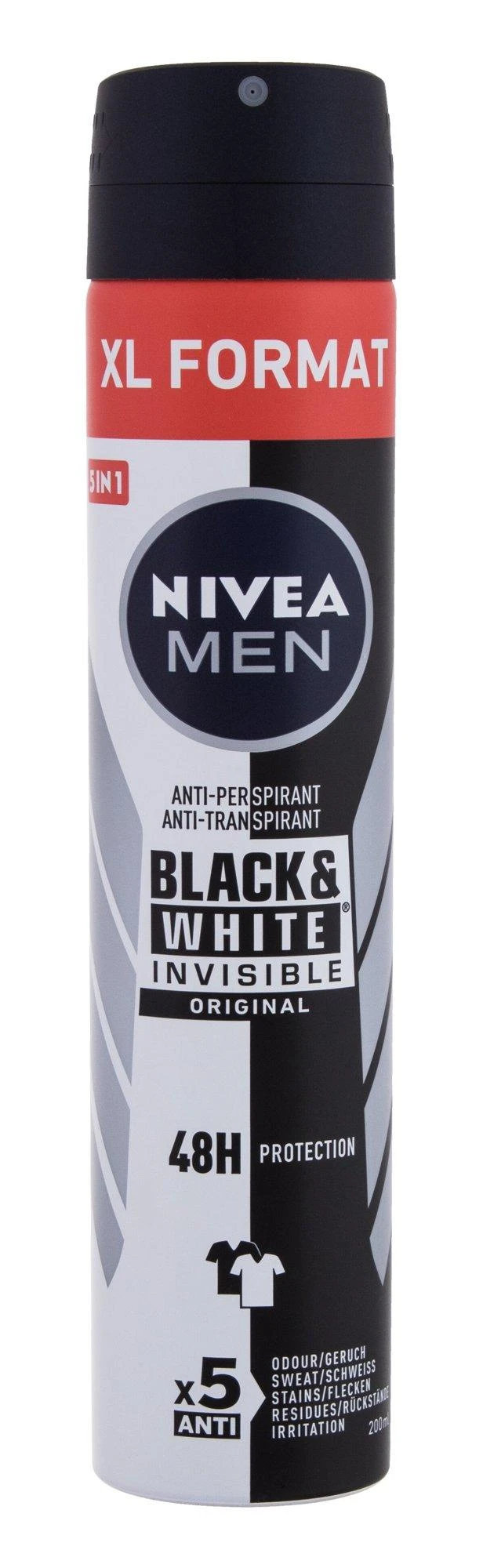 Nivea Men Invisible For Juodas &amp; Baltas Antiperspirant, 200 ml
