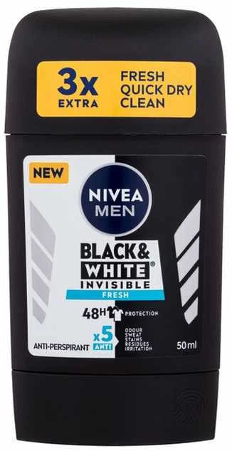 Nivea Men Invisible For Juodas & Baltas Antiperspirant, 50 ml