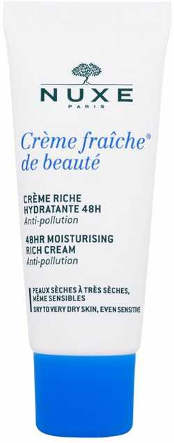 NUXE 48 val. drėkinantis tirštos konsistencijos kremas sausai ir labai sausai odai „Crème Fraîche® de Beauté 48H Moisturizing rich cream for dry skin“, 30 ml