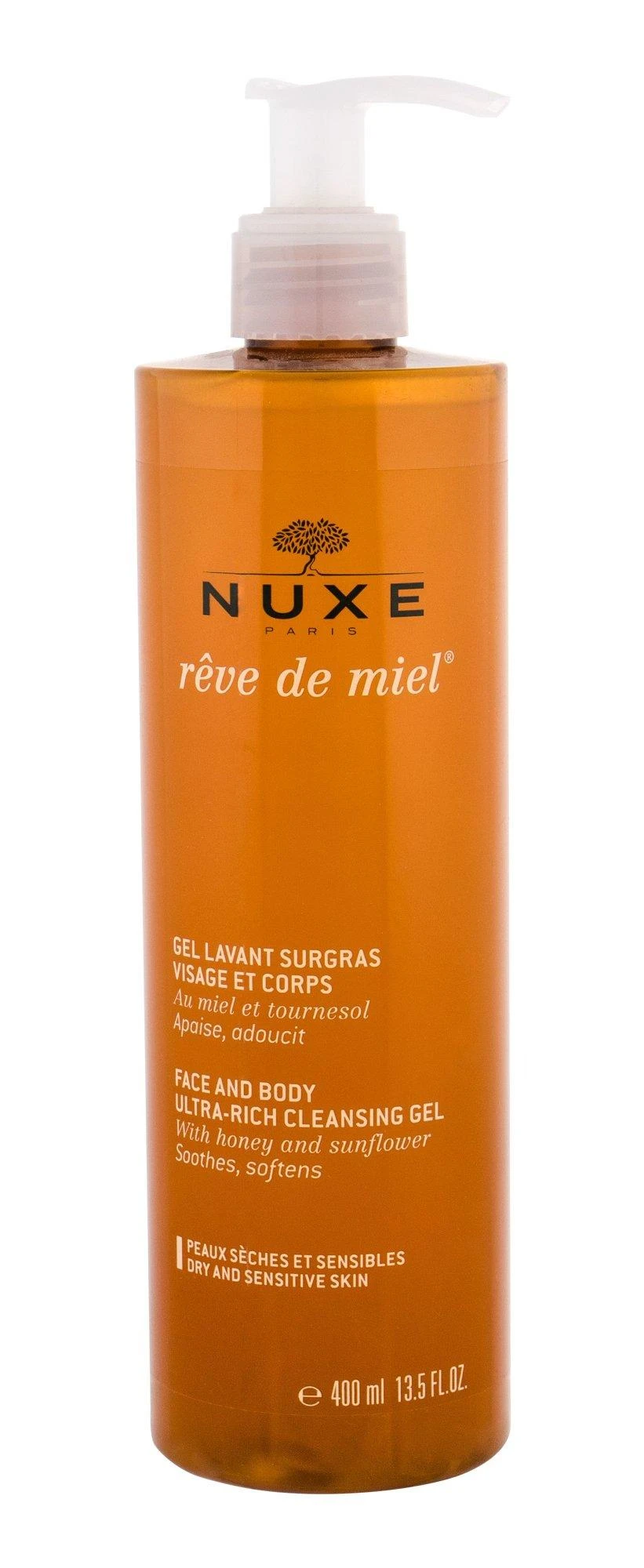 Nuxe Ypač tirštos konsistencijos veido ir kūno valomoji želė „Rêve de Miel® Face and body ultra-rich cleansing gel“, 400 ml