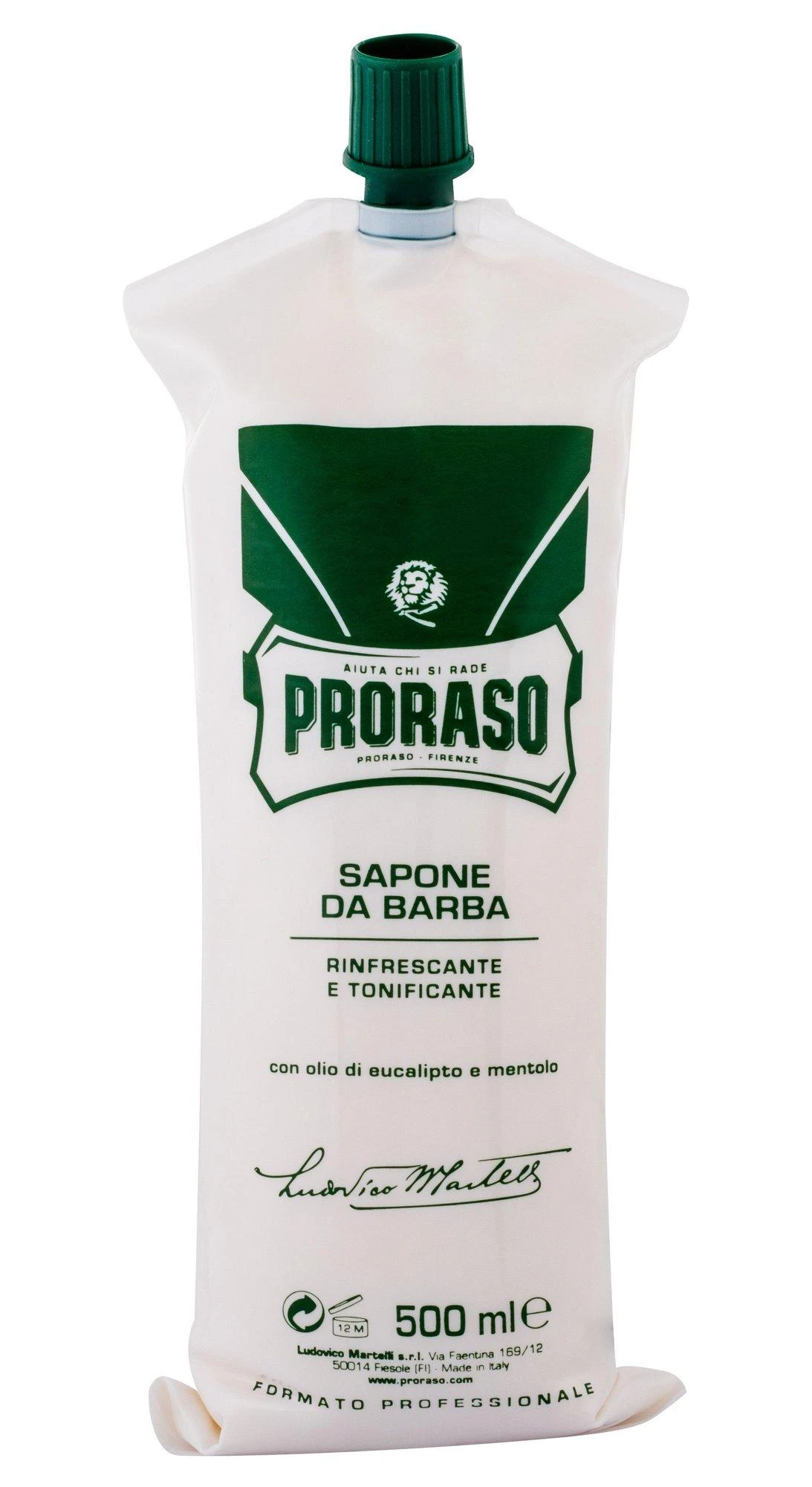Gaivinantis skystas skutimosi kremas Proraso Green Line Shaving Cream, 500 ml