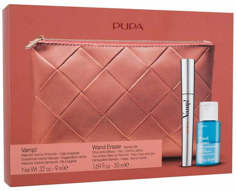 Set Pupa: Wand Eraser Cleansing Toneris, 50 ml + Vamp! Definition Paraben-Free Atsparus vandeniui Lash Defining Blakstienų tušas 001 Extra Juodas, 9 ml
