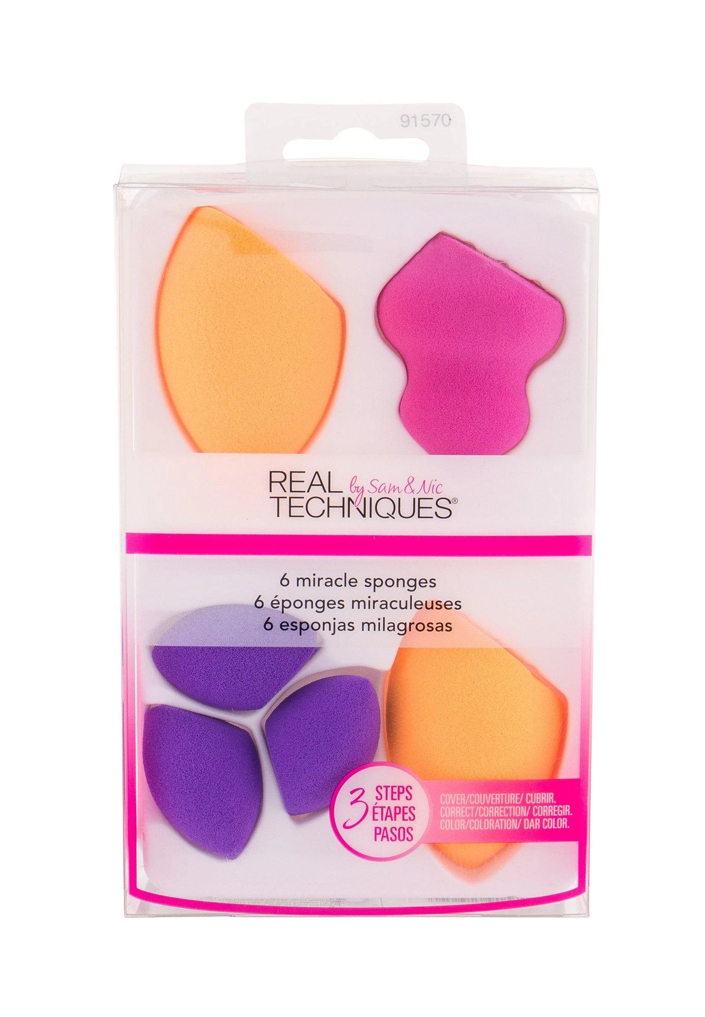 Real Techniques Sponges Set makiažo kempinėlių rinkinys (kempinėlė pagrindo tepimui x2 + mini kempinėlė x3 + kempinėlė kontūravimui)