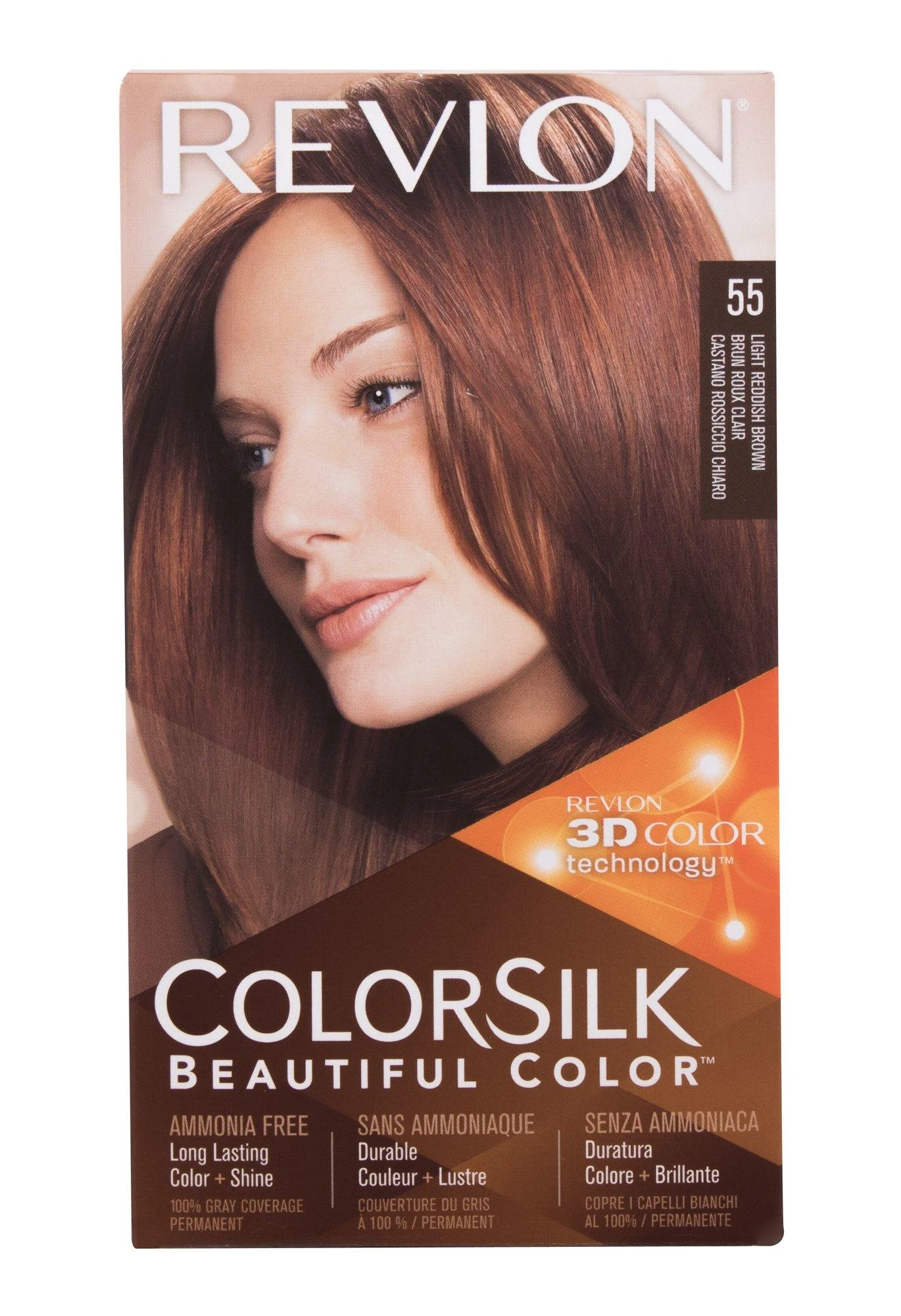 Revlon Colorsilk 55 šviesiai rausvai ruda pakuotė