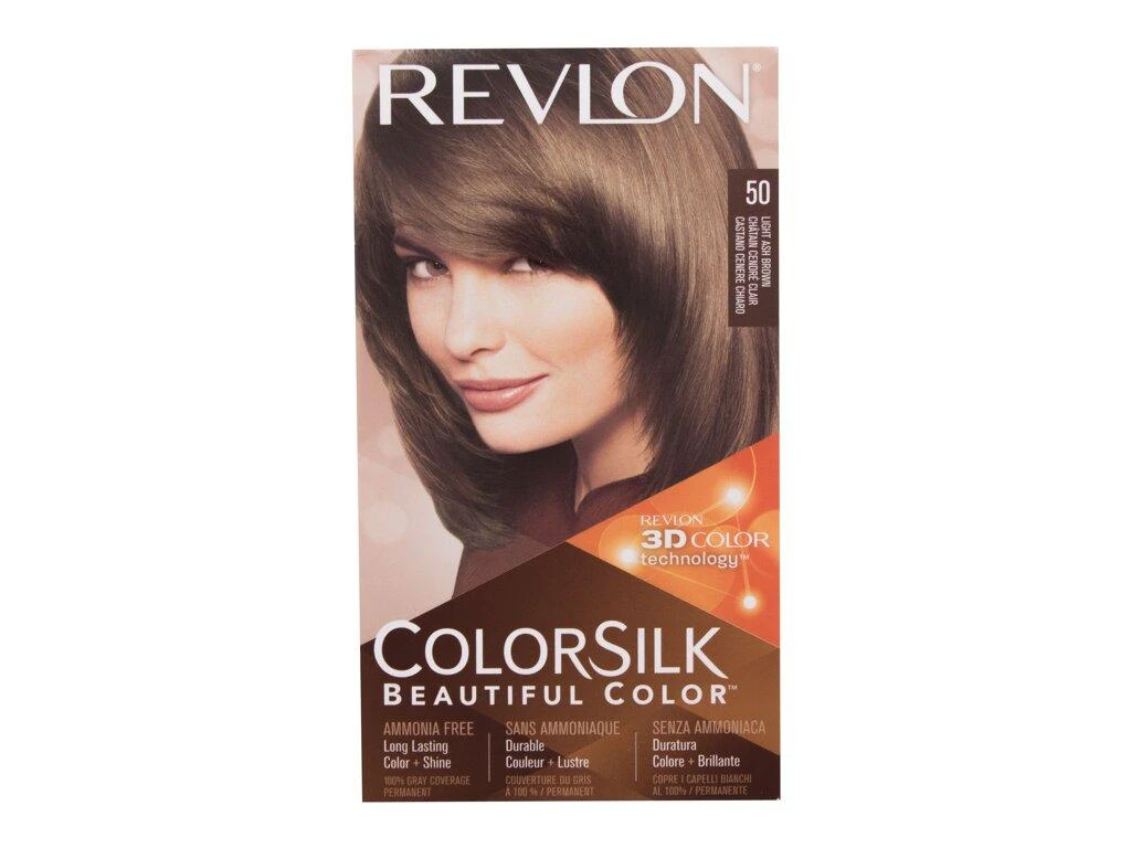 Revlon Colorsilk 50 šviesiai pelenų ruda pakuotė