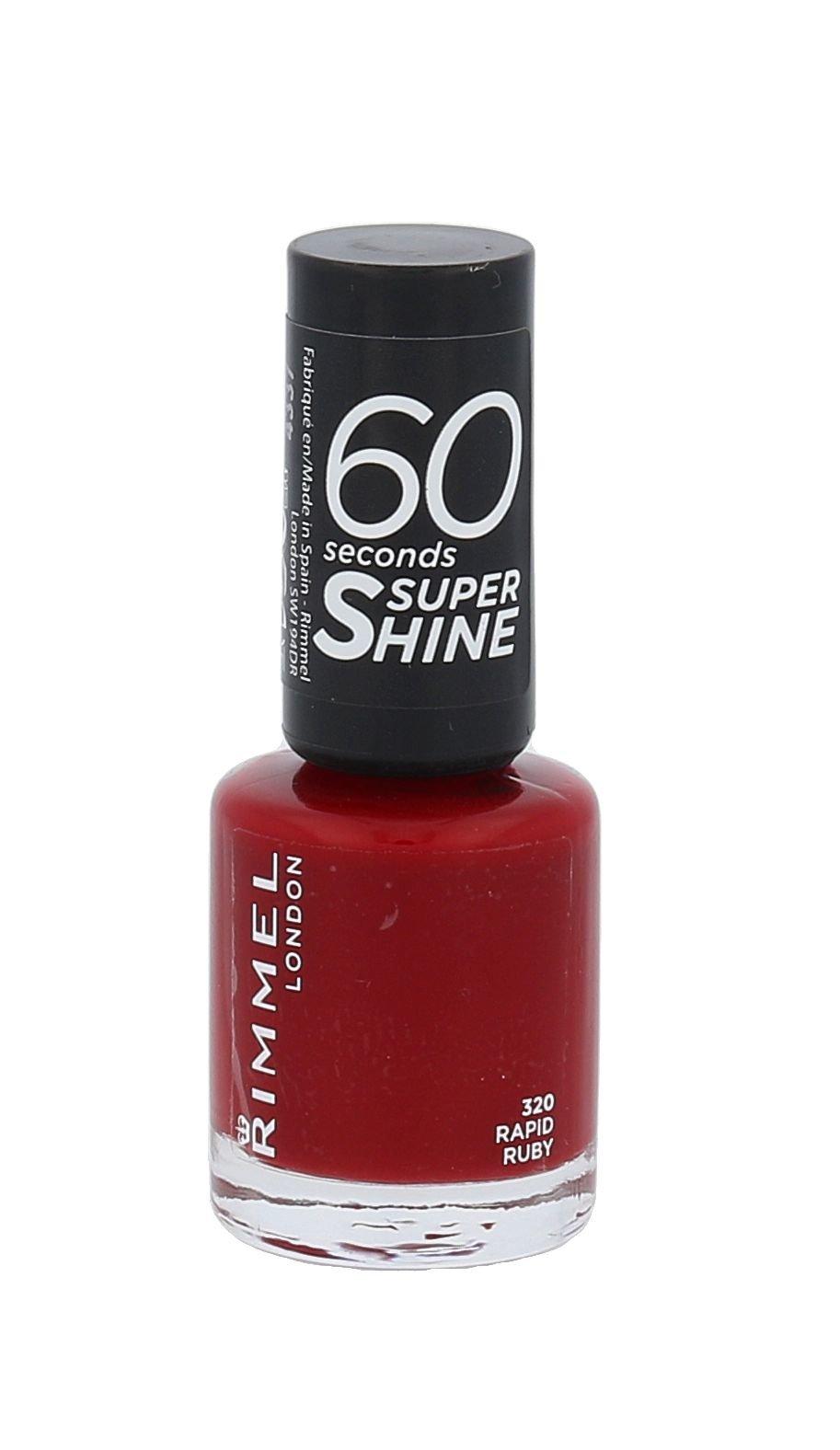 Rimmel London 60 Seconds Super Shine Nagų lakas Moterims 8 ml, 320 Rapid Ruby