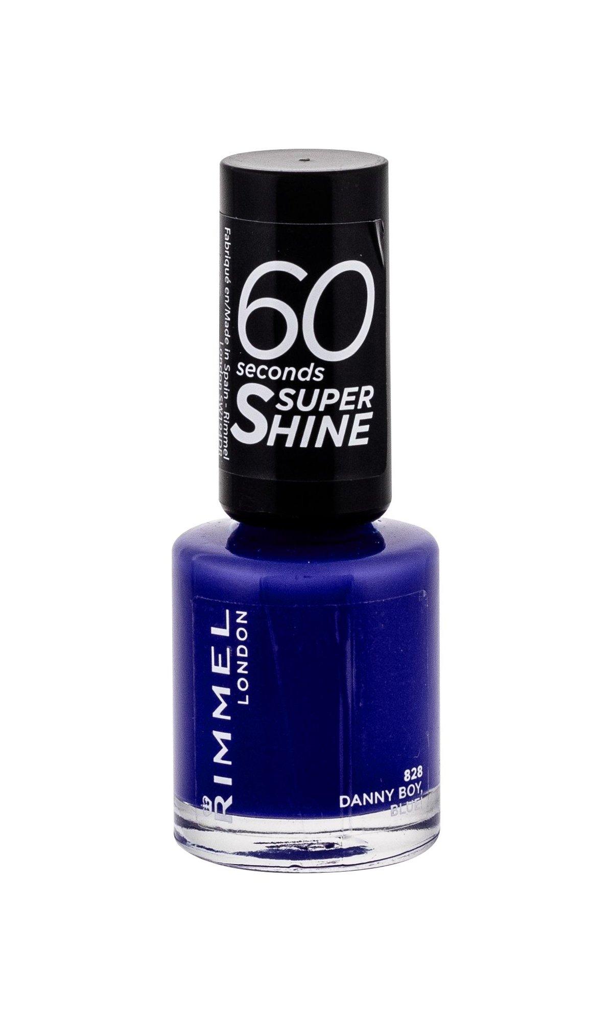 Rimmel London 60 Seconds Super Shine Nagų lakas Moterims 8 ml, 828 Danny Boy, Blue!