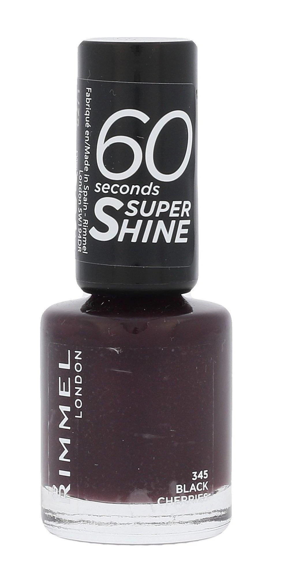 Rimmel London 60 Seconds Super Shine Nagų lakas Moterims 8 ml, 345 Black Cherries