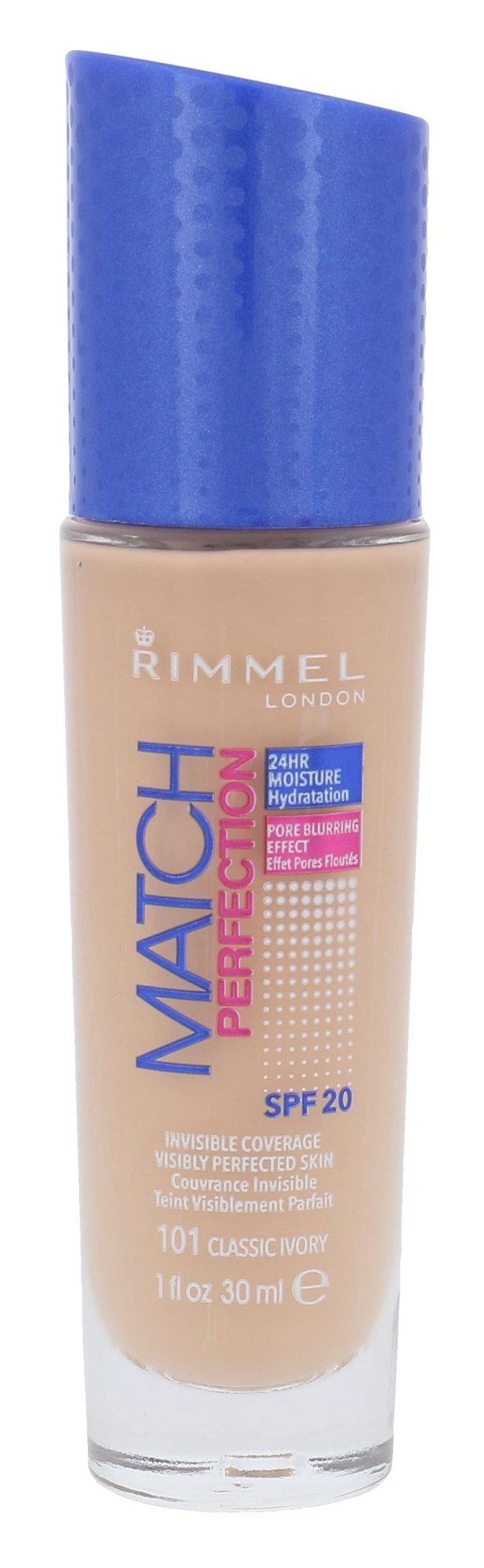 Makiažo pagrindas Rimmel London Match Perfection Foundation SPF20 101 Classic Ivory 30ml