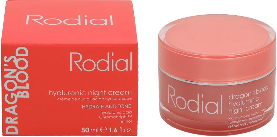 Rodial Dragon's Blood Hyaluronic Night Kreminis drėkinantis naktinis veido kremas, 50 ml