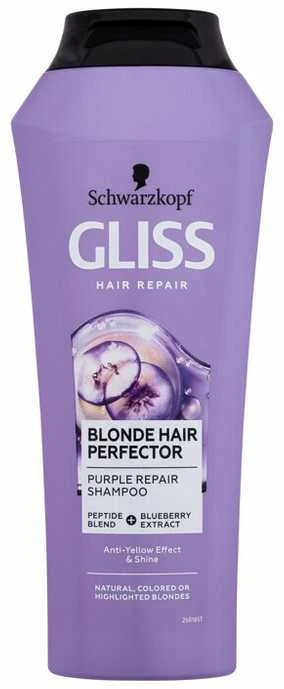 Schwarzkopf Gliss Skirtas šviesiems plaukams Hair Perfector Violetinė Repair Šampūnas Šampūnas moterims, 250 ml