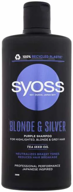 Syoss Skirtas šviesiems plaukams & Sidabrinis Violetinė Šampūnas Šampūnas moterims, 440 ml