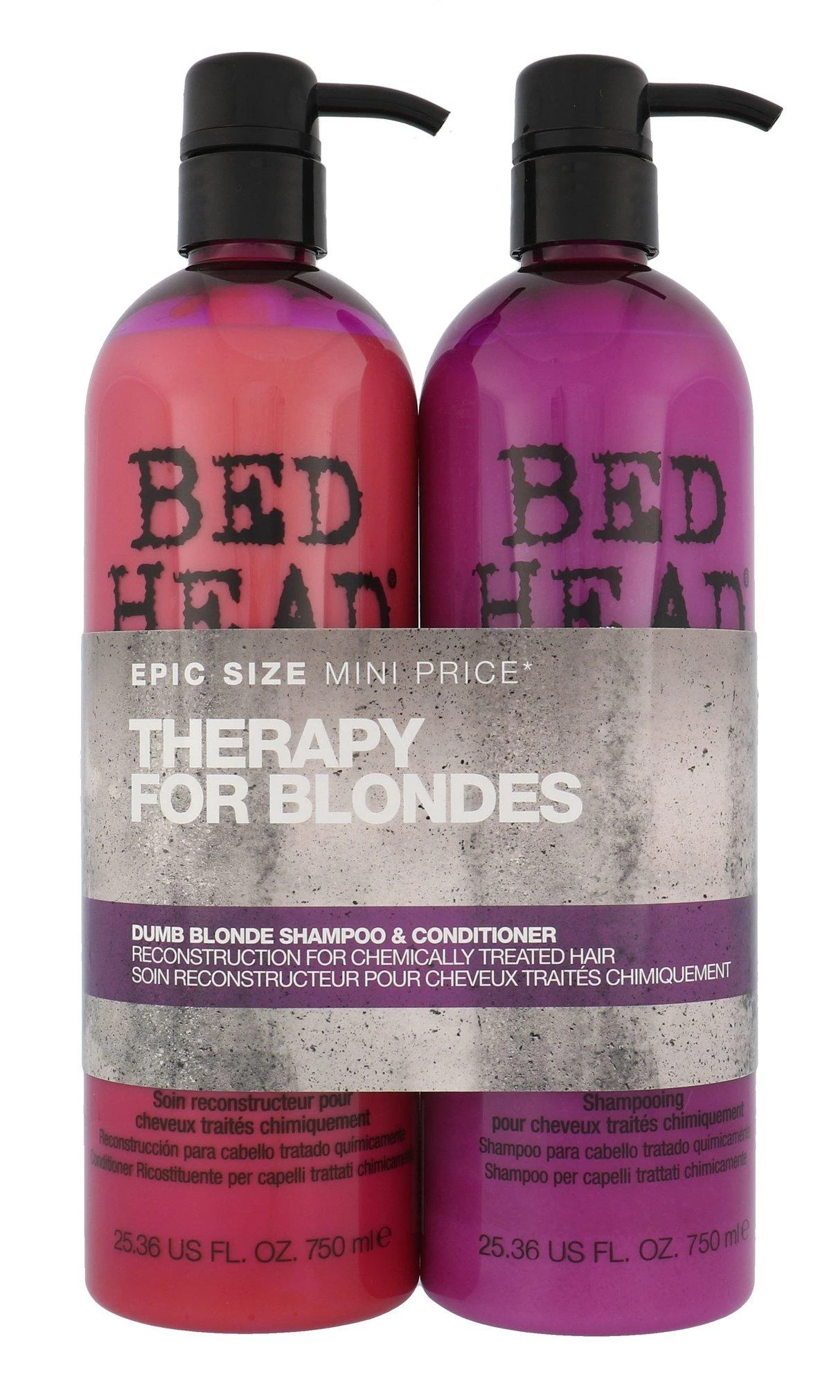 Tigi Bed Head Dumb Skirtas šviesiems plaukams rinkinys šviesiems plaukams (šampūnas, 750 ml + kondicionierius, 750 ml)