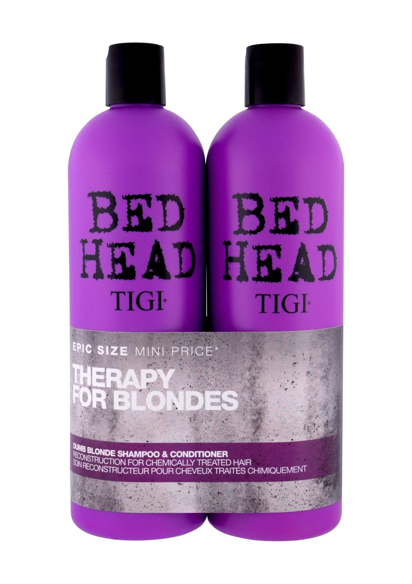 Tigi Bed Head Dumb Skirtas šviesiems plaukams rinkinys šviesiems plaukams (šampūnas, 750 ml + kondicionierius, 750 ml)