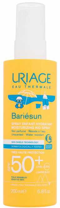 Uriage Bariésun Moisturizing Kid Purškiklis SPF 50+ drėkinamasis veido ir kūno purškiklis nuo saulės vaikams, 200 ml