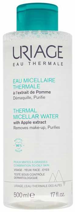 Uriage Thermal Vanduo Purifying Micellar Vanduo micelinis vanduo mišriai ir riebiai odai, 500 ml
