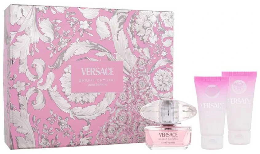 Versace Bright Crystal rinkinys moterims (EDT, 50 ml + kūno losjonas, 50 ml + dušo želė, 50 ml)