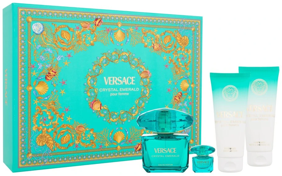 Versace Crystal Emerald Gift Set rinkinys moterims (EDP, 90 ml + kūno losjonas, 100 ml + dušo želė, 100 ml, + EDP, 5 ml)